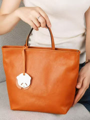Women's Small Leather Tote Handbag With Leather Straps Small brwon Leather Crossbody Purse 
