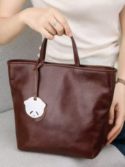 Women's Small Leather Tote Handbag With Leather Straps Small brwon Leather Crossbody Purse 