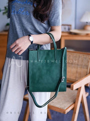 Women's Small Leather Tote Small leather tote bag green