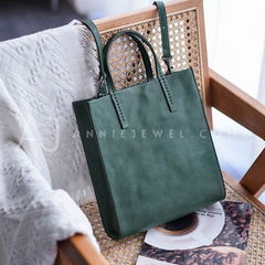 Women's Small Leather Tote Small leather tote bag green