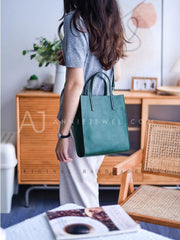 Women's Small Tote Leather Bag Leather Vertical Tote Bag For Women 