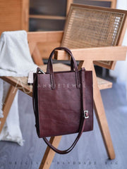 Women's Small Tote Leather Bag Leather Vertical Tote Bag For Women 