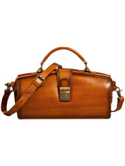Women's Vintage Leather Doctor Bag Gladstone Bag Purse
