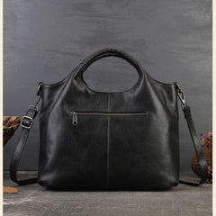 Womens Black Leather Handbag Leather Tote Handbags Tote Bag With Leather Straps 