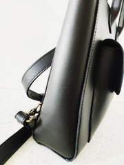 Womens Black Leather Handbag Handmade Convertible Genuine Leather Satchel Tote Backpack 