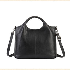 Womens Black Leather Handbag Leather Tote Handbags Tote Bag With Leather Straps 