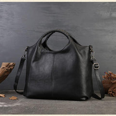 Womens Black Leather Handbag Leather Tote Handbags Tote Bag With Leather Straps 