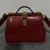 Womens Red Leather Doctor Handbags Shoulder Purse Vintage Red Doctor Purses for Women