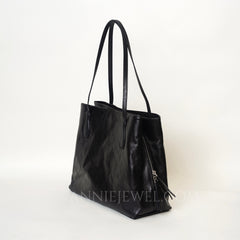 Black Leather Tote Real Leather Tote Bag Genuine Leather Tote Bag With Zipper Womens - iLeatherhandbag