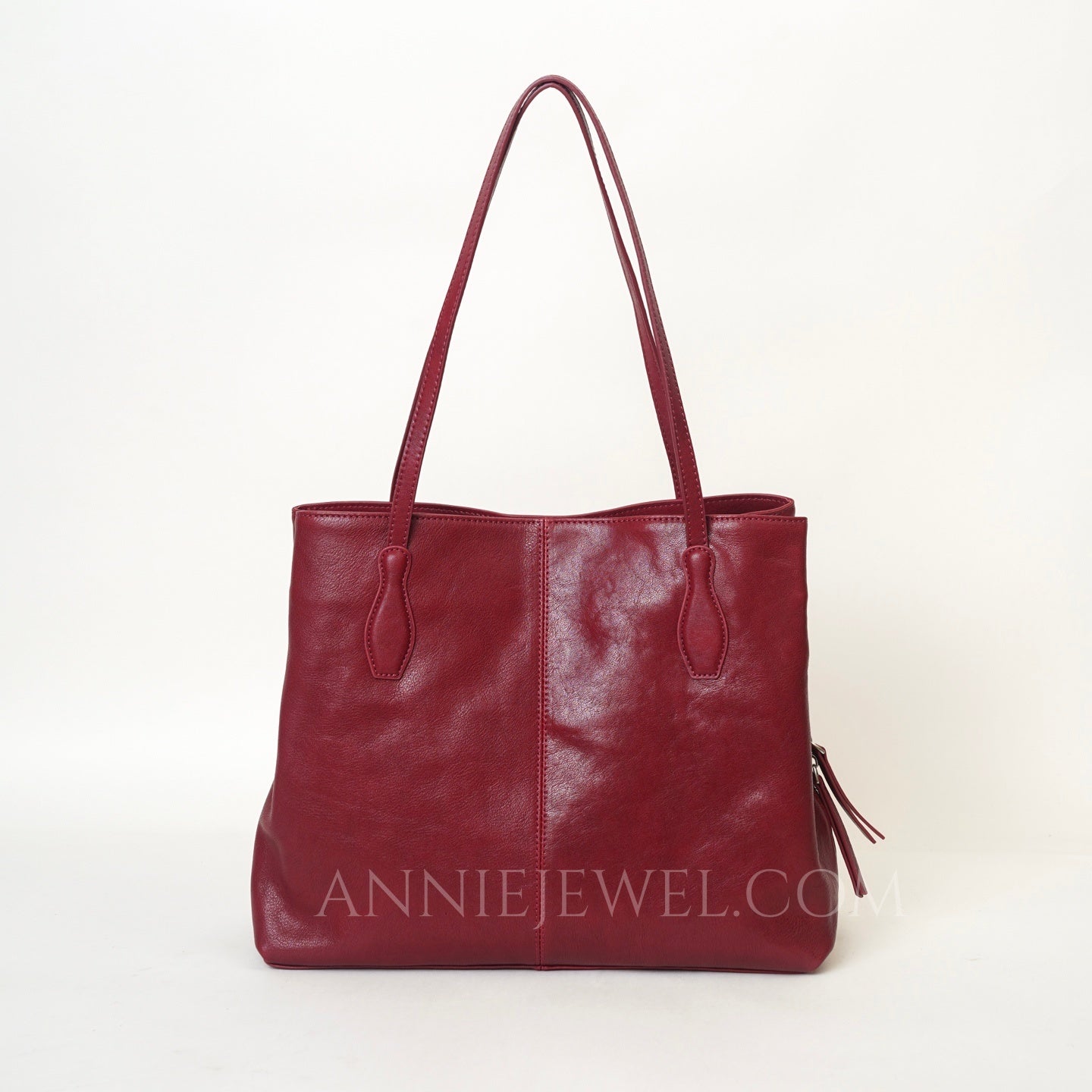 Burgundy Leather Tote Real Leather Tote Bag Genuine Leather Tote Bag With Zipper Womens - iLeatherhandbag