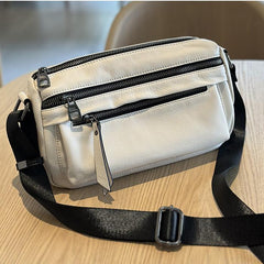 white Satchel Bag Zipper Leather Camera Crossbody Bag Purse Womens 