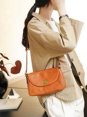 Women's Small Leather Satchel Purse brown Leather Satchel Crossbody Bag 