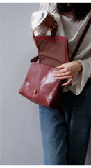 Brown Full Grain Leather Satchel Shoulder Bag Purse For Ladies