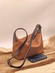 Women's Small Leather Hobo Bags Brown Leather Hobo Bag With Zipper 