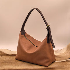 Women's Small Leather Hobo Bags Brown Leather Hobo Bag With Zipper 