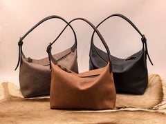 Women's Small Leather Hobo Bags Brown Leather Hobo Bag With Zipper 