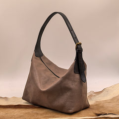 Women's Small Leather Hobo Bags Brown Leather Hobo Bag With Zipper 