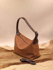 Women's Small Leather Hobo Bags Brown Leather Hobo Bag With Zipper 