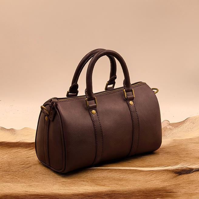 バッグ grained leather boston bag Full Grain Leather Boston Bag for Women - Top Handle