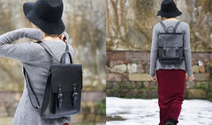 Black Leather Satchel Backpack For Women's Bag Purse