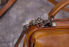 Handmade Blue Leather Handbag Vintage Doctor Bag Shoulder Bag Purse For Women - iLeatherhandbag