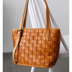 Woven Leather Small Underarm Tote Bags