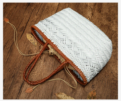 Handmade Cem Leathre Tote Beach Tote For Vacation