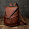 COOL Distressed Leather Triangle Backpack Bag - iLeatherhandbag