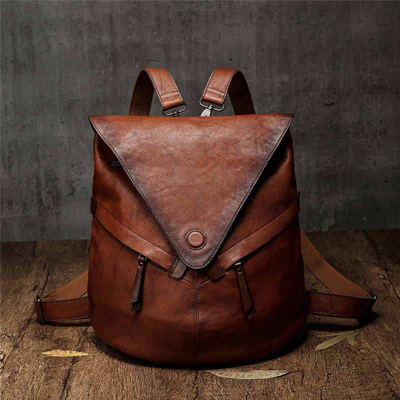 Triangle Leather Backpack Bag Men's Convertible Backpack Purse – iLeatherhandbag