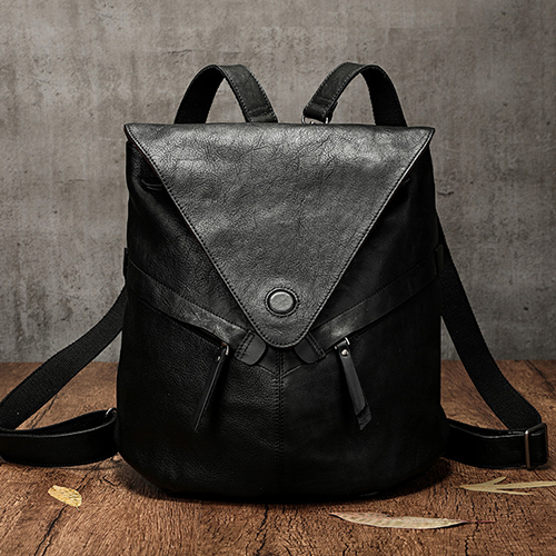 COOL Triangle Leather Backpack Bag Men's Convertible Backpack Purse