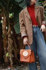 Cute Genuine Leather Satchel Handbag For Women