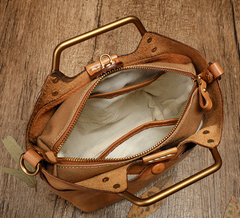 Metal Top Handle Small Tote Handbag