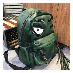 Cute Eyelid Leather Zipper Bookbag Backpack Bags For Womens
