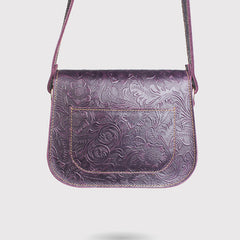 Womens Floral Print Leather Saddle Bag
