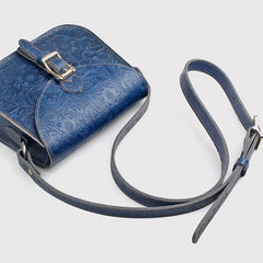 Floral Print Leather Crossbody Saddle Bag For Women