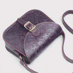 Womens Floral Print Leather Saddle Bag