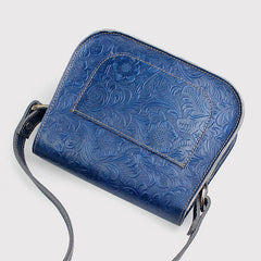 Floral Print Leather Crossbody Saddle Bag For Women
