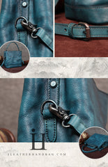 Blue Bucket Handbag With Zipper