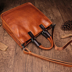 Brown Leather Satchel Purse Square Crossbody Bag