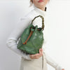 Genuine Leather Stitching Drawstring Bucket Bags - iLeatherhandbag