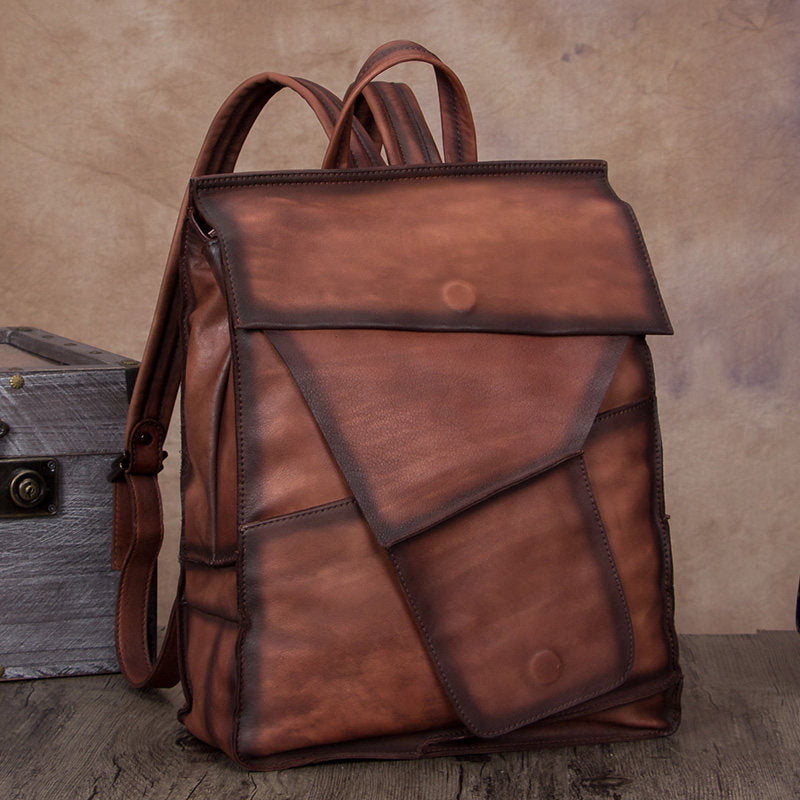 distressed leather backpack mens Funky Distressed Leather Backpack Bag – iLeatherhandbag