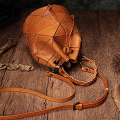 Leather Stitching Drawstring Bucket Bags