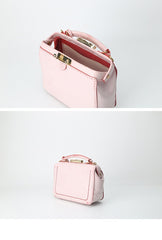 Handmade Womens Pink Leather doctor Handbag Classic shoulder doctor bags Purse for women