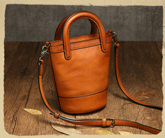 Handmade Leather Small Bucket Crossbody Bags
