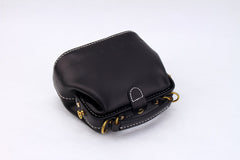 Handmade Womens Black Leather Small doctor Handbag shoulder doctor bags for women
