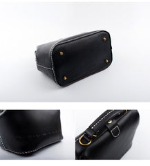 Handmade Womens Black Leather doctor Handbag shoulder doctor bags Purse for women