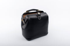 Handmade Womens Black Leather doctor Handbag shoulder doctor bags Purse for women - iLeatherhandbag