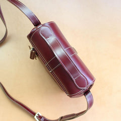 Handmade Womens Claret Leather Doctor Shoulder Purses Red Doctor Crossbody Purses for Women