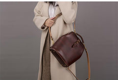 Handmade Womens Coffee Leather Doctor Backpack Purse Shoulder Doctor Handbag for Women - iLeatherhandbag