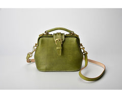 Handmade Womens Green Leather Small doctor Purse Green shoulder doctor bags for women